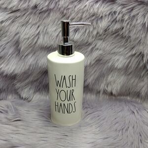 NEW Rae Dunn WASH YOUR HANDS Ceramic Soap Dispenser Pump Ivory